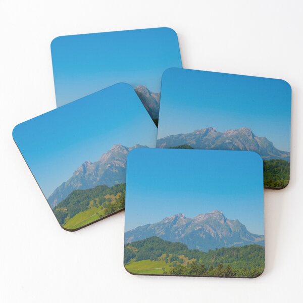 Item preview, Aerial View over Mountain Peak Pilatus and Hotel with Clear Blue Sky designed and sold by Mats Silvan.