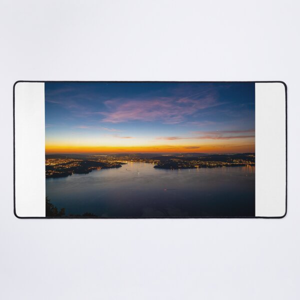 Item preview, Aerial View over Lake Lucerne and Mountain in Dusk in Lucerne designed and sold by Mats Silvan.