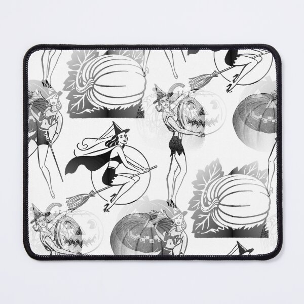 Item preview, Black and white Pin up witches and pumpkins  designed and sold by Rachel Crawshaw.