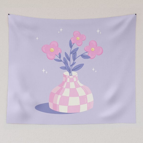 Item preview, Y2K Danish Pastel Checkered Flower Vase designed and sold by Sarah Eichert.