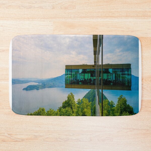 Item preview, Hotel Five Stars Bürgenstock Reflected in the Facade over Lake Lucerne and Mountain in Sunny Day designed and sold by Mats Silvan.