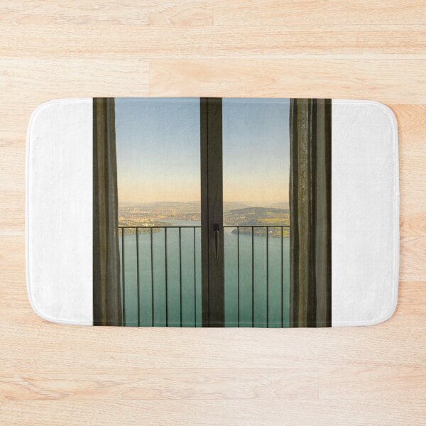 Item preview, Window View with Balcony over Lake Lucerne and City of Lucerne with Mountain designed and sold by Mats Silvan.