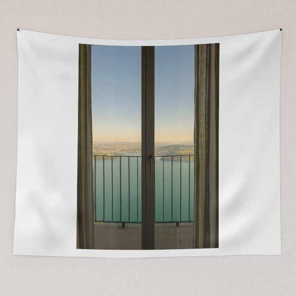 Item preview, Window View with Balcony over Lake Lucerne and City of Lucerne with Mountain designed and sold by Mats Silvan.