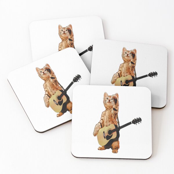 Item preview, cat playing acoustic guitar cool musician guitarist designed and sold by kapokohaneenu.