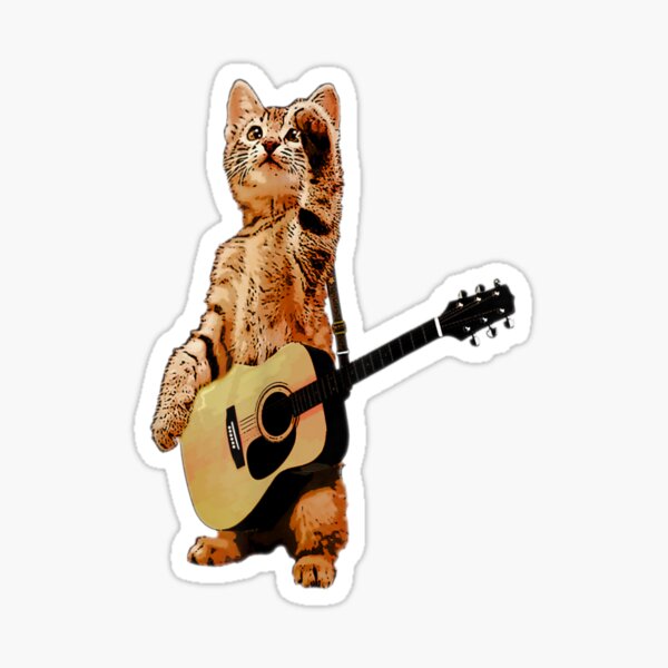 Item preview, cat playing acoustic guitar cool musician guitarist designed and sold by kapokohaneenu.