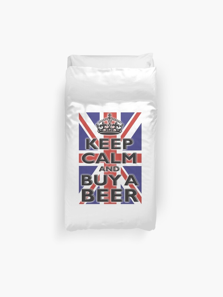 Union Jack Flag Keep Calm Buy A Beer Uk On White Duvet
