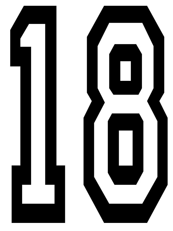 18 team sports number 18 eighteen eighteenth one eight