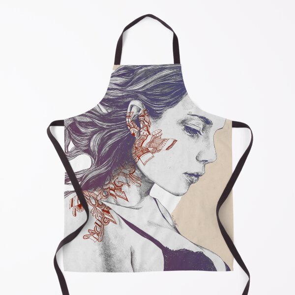 Item preview, Watney's Option red-blue | tattoo woman portrait with doodle pattern designed and sold by Marco Paludet.
