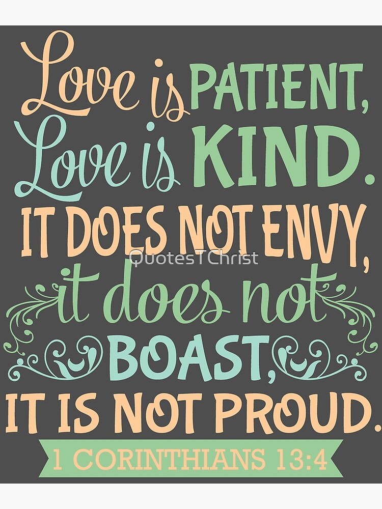 "1 Corinthians 134 Typography Bible Verse about Love" Poster for Sale