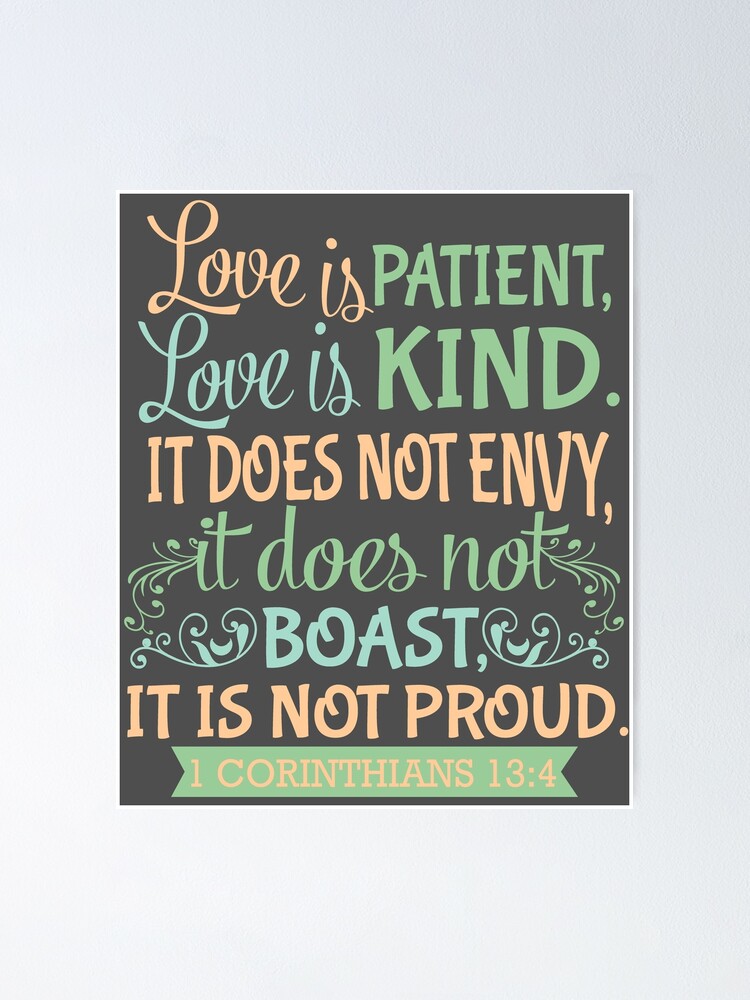 "1 Corinthians 134 Typography Bible Verse about Love" Poster for Sale