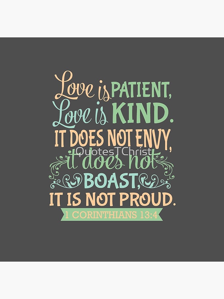 "1 Corinthians 134 Typography Bible Verse about Love" Throw Pillow by