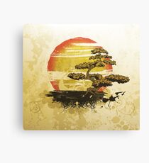 Vintage Bonsai Tree Sunset Canvas Print