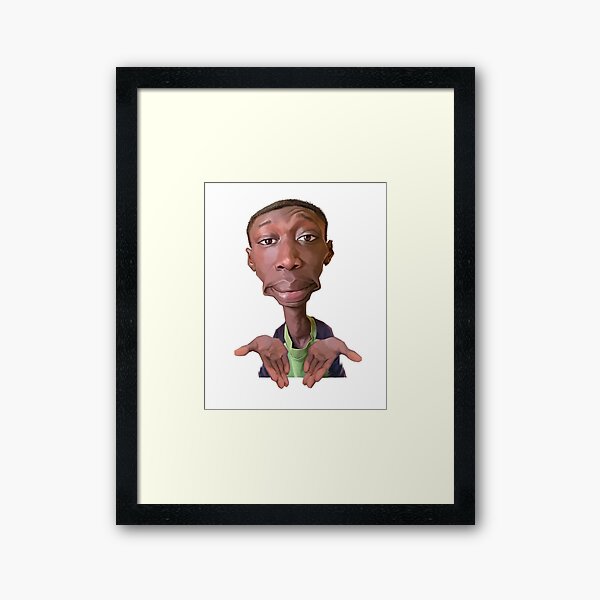 Khaby Lame Caricature Cutout Framed Art Print