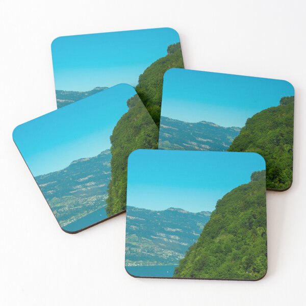 Item preview, Aerial View over Lake Lucerne and Mountain Peak with an Elevator in a Sunny Day designed and sold by Mats Silvan.