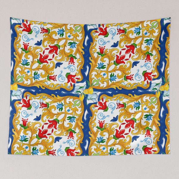 Item preview, Sicilian tiles,mediterranean,blue tiles ,lemons  designed and sold by MariaMarinova.