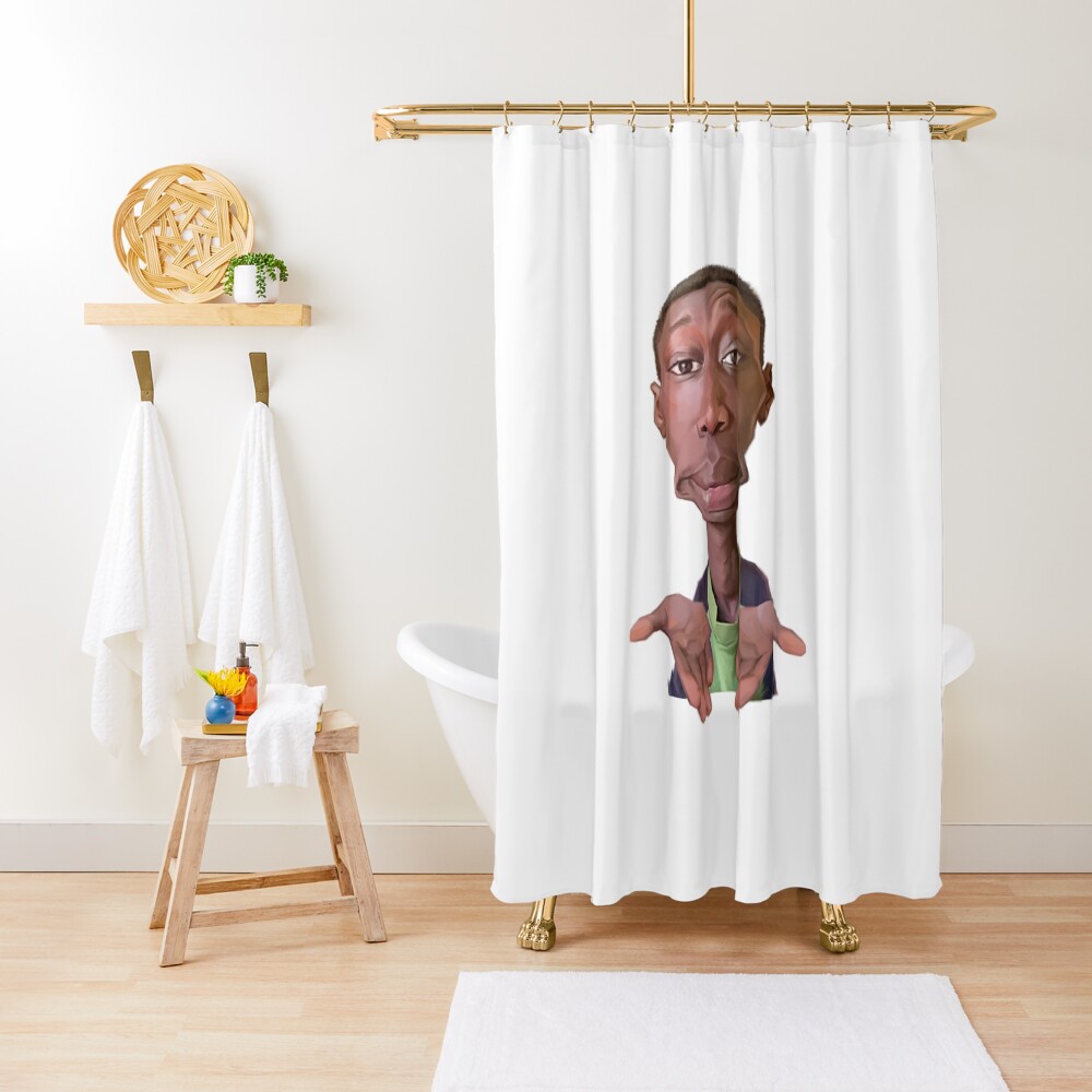Khaby Lame Caricature Cutout Shower Curtain