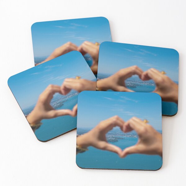 Item preview, Woman Making a Heart Shape with Her Hands with View over City and Lake Lucerne designed and sold by Mats Silvan.