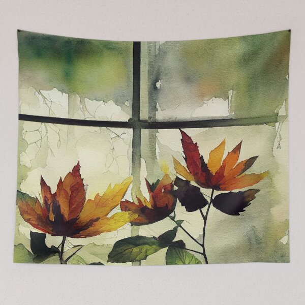 Item preview, Watercolor painting art of a outside open window flowers, watercolor, art, painting, outdoors, flowers, plants, window designed and sold by UnlockingDesign.
