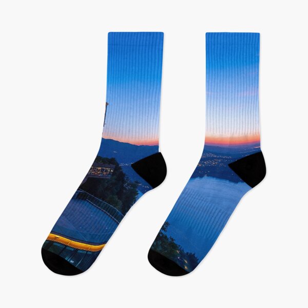 Item preview, Hotel Five Stars Bürgenstock over Lake Lucerne and Mountain in Dusk designed and sold by Mats Silvan.