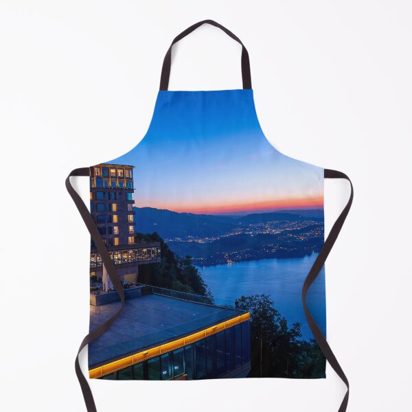 Item preview, Hotel Five Stars Bürgenstock over Lake Lucerne and Mountain in Dusk designed and sold by Mats Silvan.