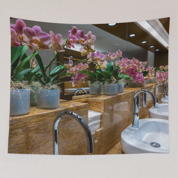 Item preview, Orchid Flower in a Elegant Bathroom with Sinks designed and sold by Mats Silvan.