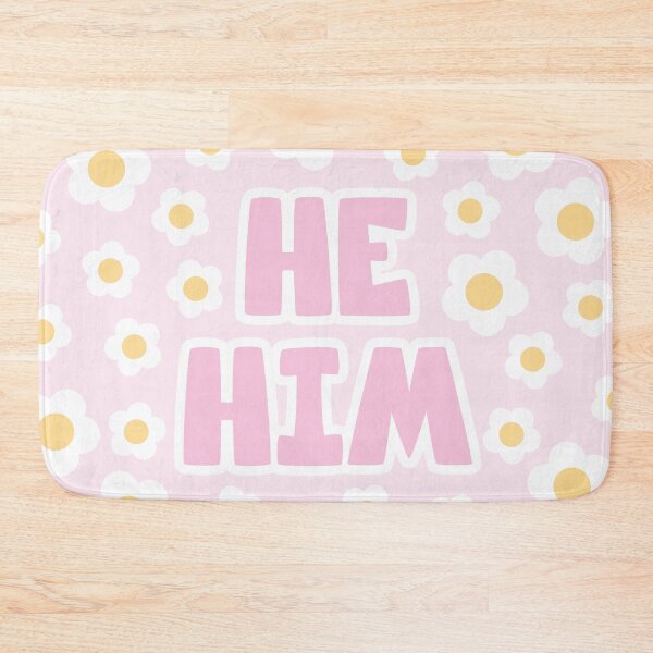 Item preview, Daisies He/Him Pronouns in Pink designed and sold by MoonMint.