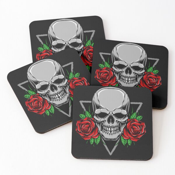 Item preview, Gothic skull with red roses designed and sold by Fus-art94.