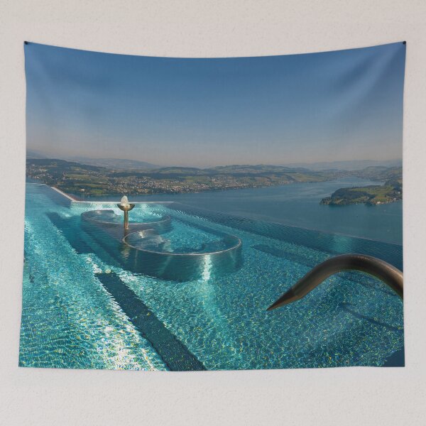 Item preview, Infinity Swimming pool and View over Mountain and Lake and City of Lucerne designed and sold by Mats Silvan.