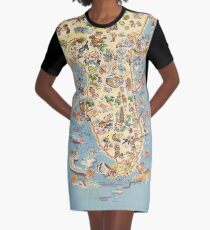 Vintage 1934 Florida map - birthday gift idea for her Graphic T-Shirt Dress