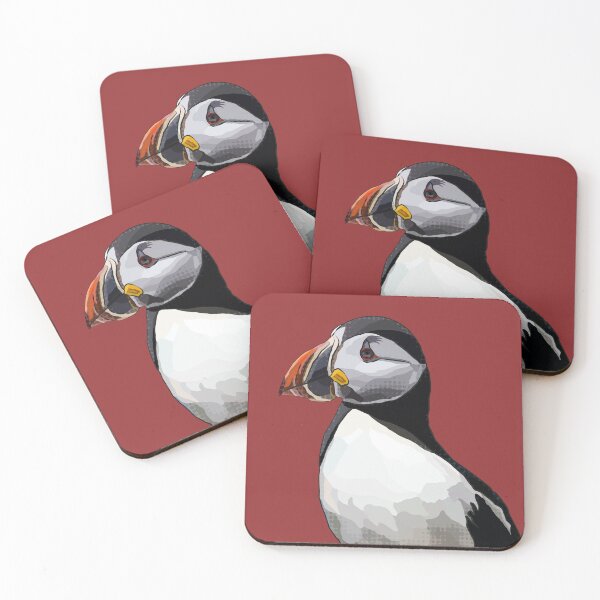 Item preview, Puffin by BeeFoxTree Red background designed and sold by BeeFoxTree.