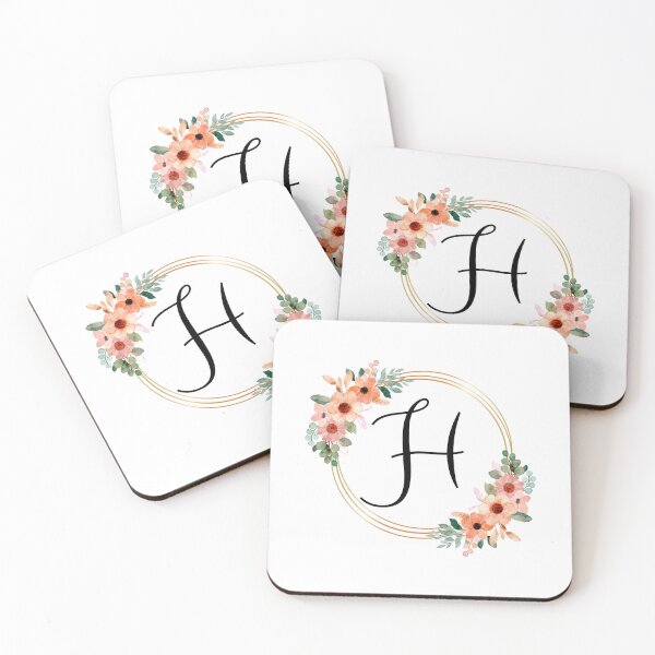Artikelvorschau, Monogrammbuchstabe H | Koralle Blumenmuster entworfen und verkauft von JustSeasons.