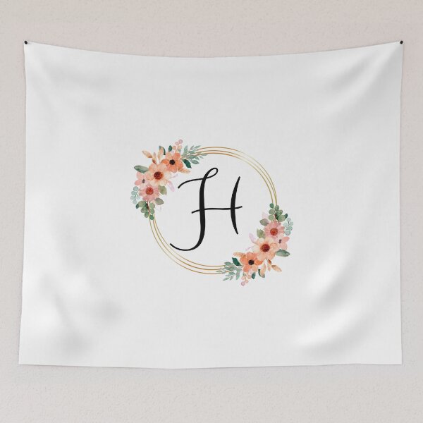 Artikelvorschau, Monogrammbuchstabe H | Koralle Blumenmuster entworfen und verkauft von JustSeasons.