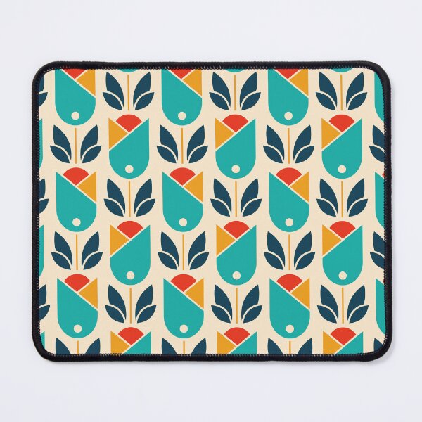 Item preview, 2018 - retro tulips, blue designed and sold by RouCouCou.