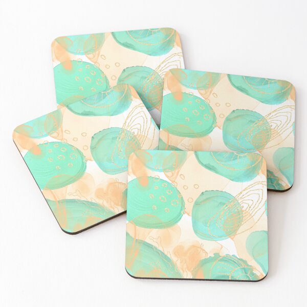 Item preview, Gold and Aqua Ink Abstract designed and sold by Minxylynx4.