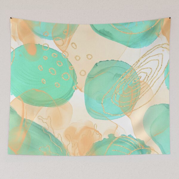 Item preview, Gold and Aqua Ink Abstract designed and sold by Minxylynx4.