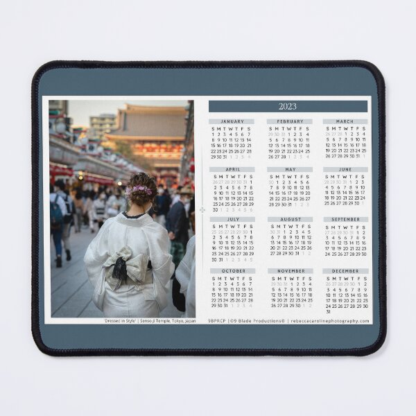 2023 Calendar | Year-At-A-Glance | Tokyo, Japan | Woman in Kimono Mouse Pad