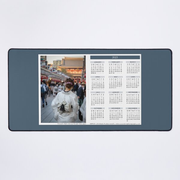 2023 Calendar | Year-At-A-Glance | Tokyo, Japan | Woman in Kimono Desk Mat