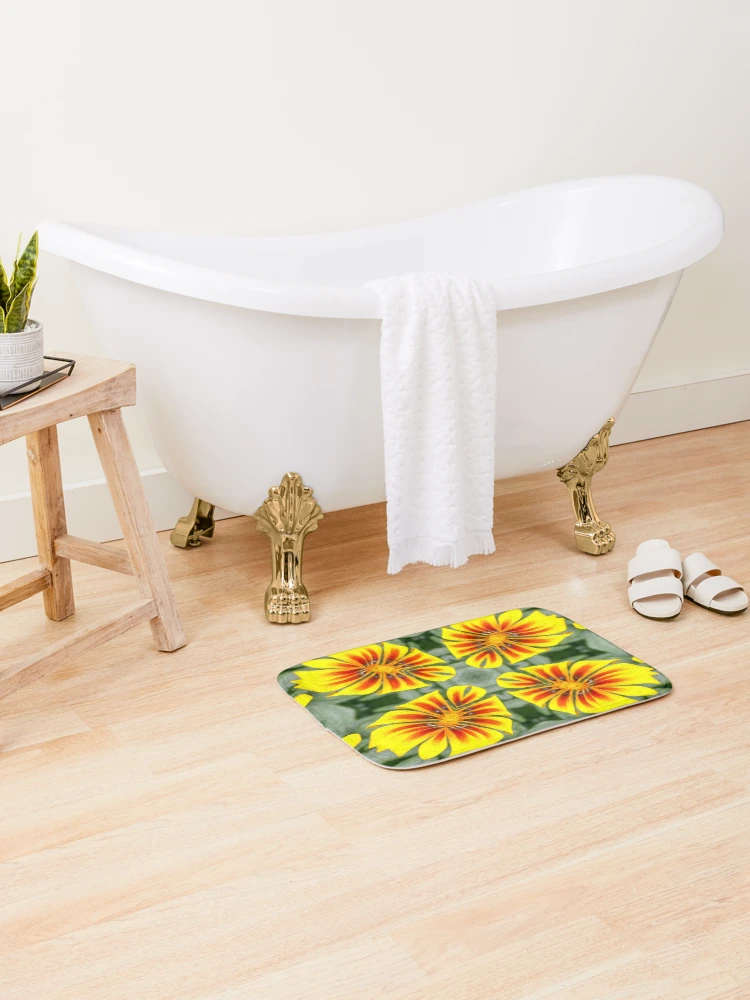 Thumbnail 2 of 6, Bath Mat, Vivid Flower Pattern designed and sold by Patternflower.