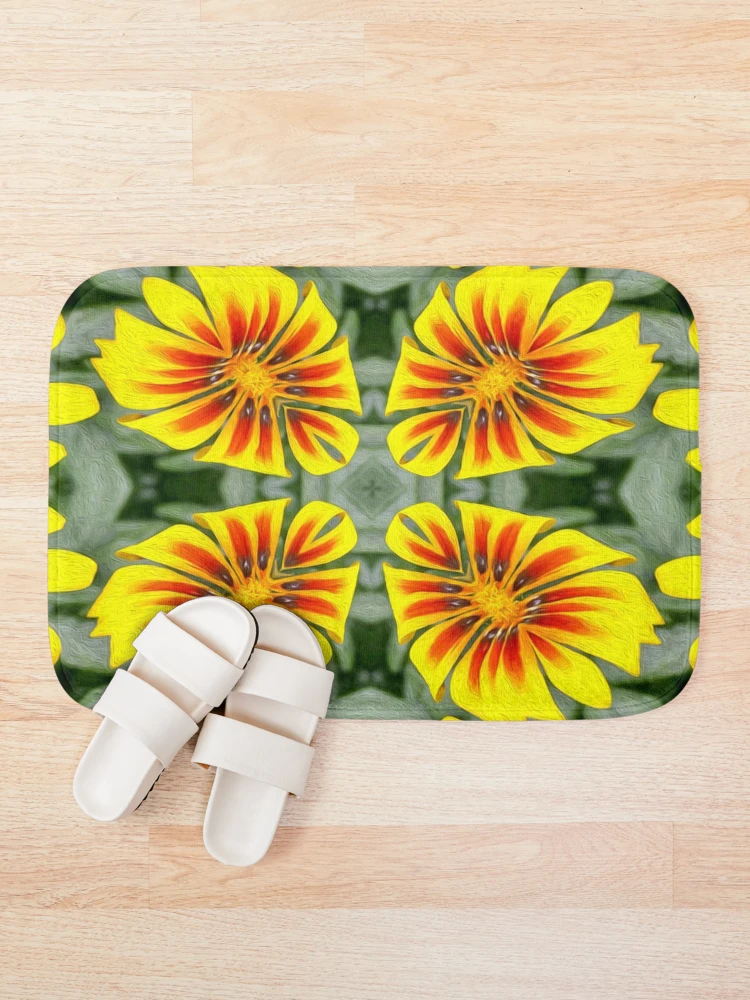 Thumbnail 1 of 6, Bath Mat, Vivid Flower Pattern designed and sold by Patternflower.