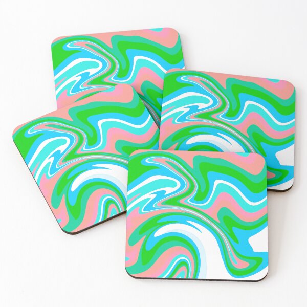 Item preview, Modern Liquid Swirl Abstract Pattern Square Green, Orange and Blue Multicolor Design designed and sold by theprintedclub.