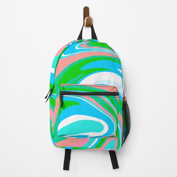 Item preview, Modern Liquid Swirl Abstract Pattern Square Green, Orange and Blue Multicolor Design designed and sold by theprintedclub.