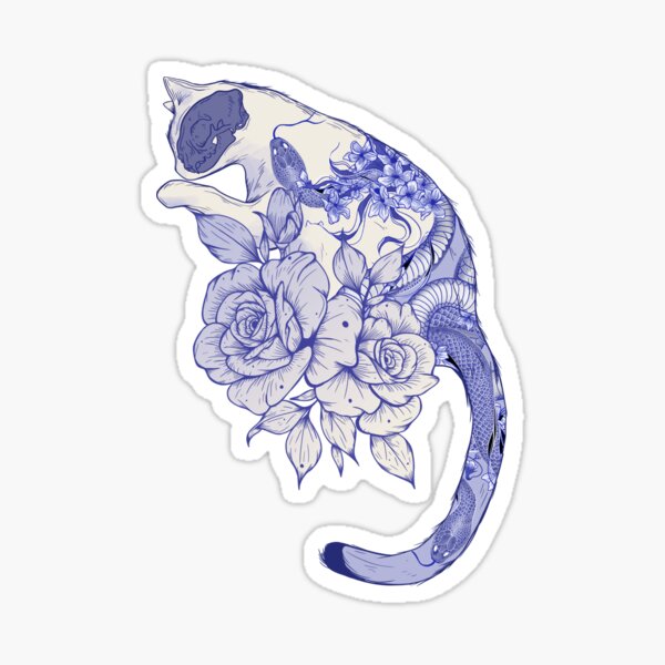 Item preview, Cat With snake Tattoo designed and sold by Jess.a.creates.
