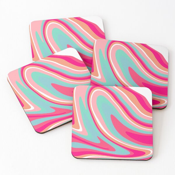 Item preview, Modern Liquid Swirl Abstract Pattern Square in White, Pink Tones and Blue Design designed and sold by theprintedclub.