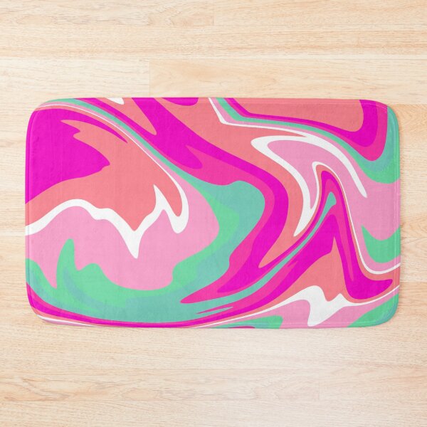 Item preview, Modern Liquid Swirl Abstract Pattern Square Neon Pink and Blue Multicolor Design designed and sold by theprintedclub.