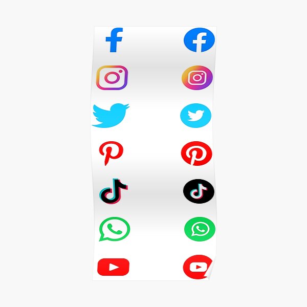 Social Media Icons And Random Icons - Drawing - Free Transparent PNG  Download - PNGkey