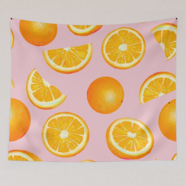 Item preview, Zesty Summer Orange Citrus Slices Pattern in Pink designed and sold by ECMazurDesign.