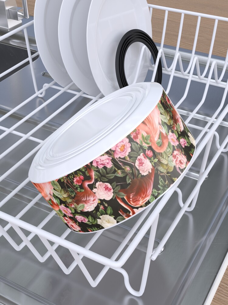 Alternate view of Floral and Flamingo Pattern Pet Bowl