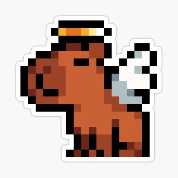 Vista previa del artículo con la obra «Smol Pixel Carpincho - Ángel», diseñado y vendido por Tofu's Pixel Art Store.