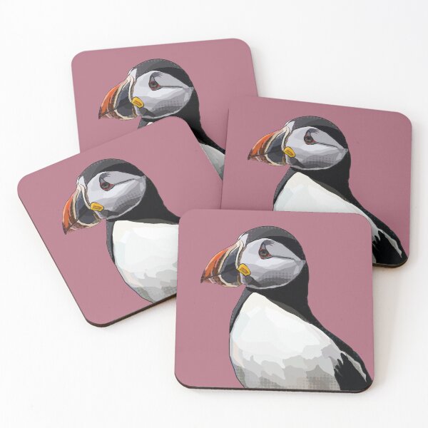 Item preview, Puffin by BeeFoxTree Pink background designed and sold by BeeFoxTree.