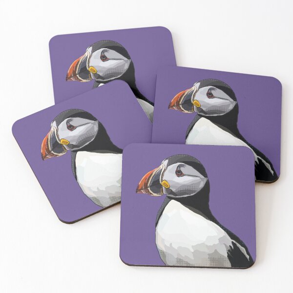 Item preview, Puffin by BeeFoxTree Ultraviolet Purple background designed and sold by BeeFoxTree.